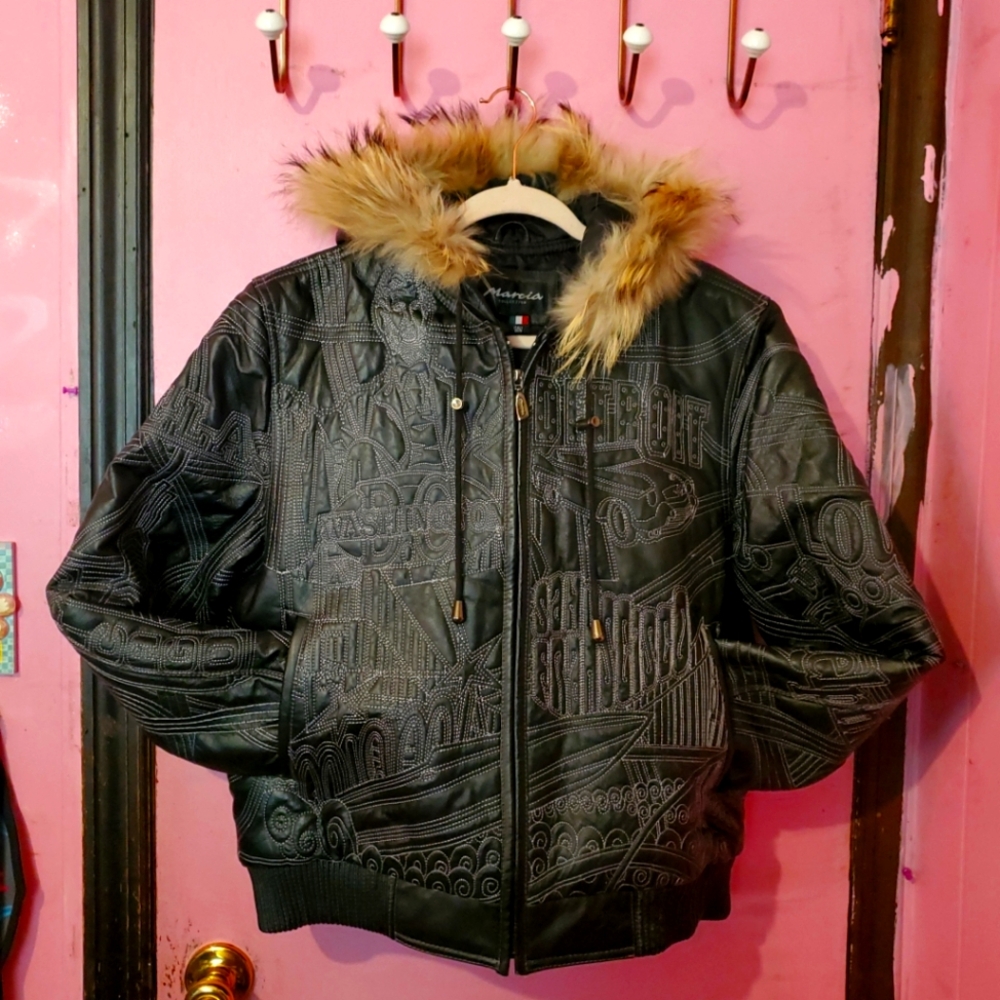 SOLD Marcia Collections Italian Leather States Jacket
